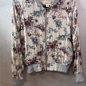Saltwater Luxe Floral Bomber Jacket - Cream and Purple